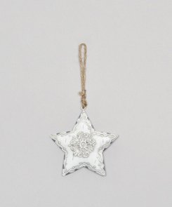 Stjärna häng zink/vit metall Vk Vividi