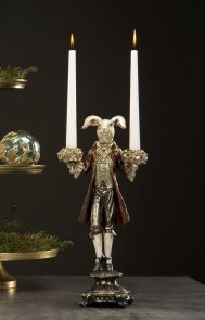 Kanin med ljushållare röd och guld Alot Decoration